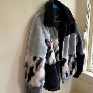 Oversized Patchwork Furry Jacket